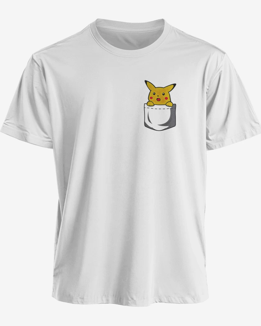 Polera premium Blanco de Pikachu de bolsillo