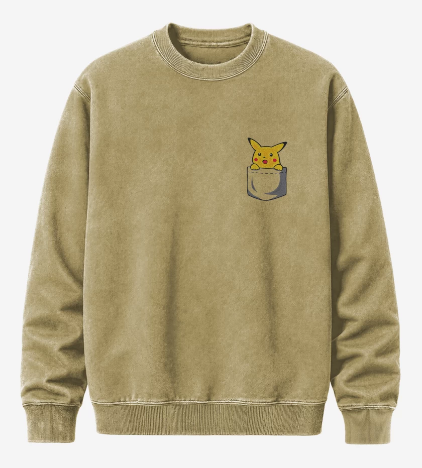 Poleron Polo Acid Wash Pikachu de bolsillo