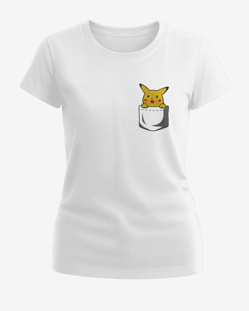 Polera de Mujer Blanco de Pikachu de bolsillo