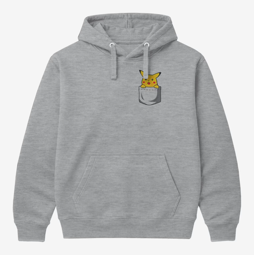 Polerón Canguro Gris Melange de Pikachu de bolsillo