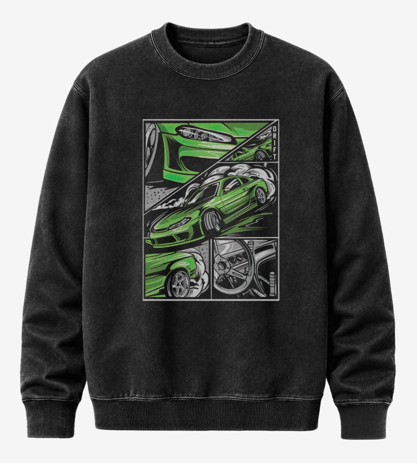 Poleron Polo Acid Wash Negro de Nissan Silvia 
