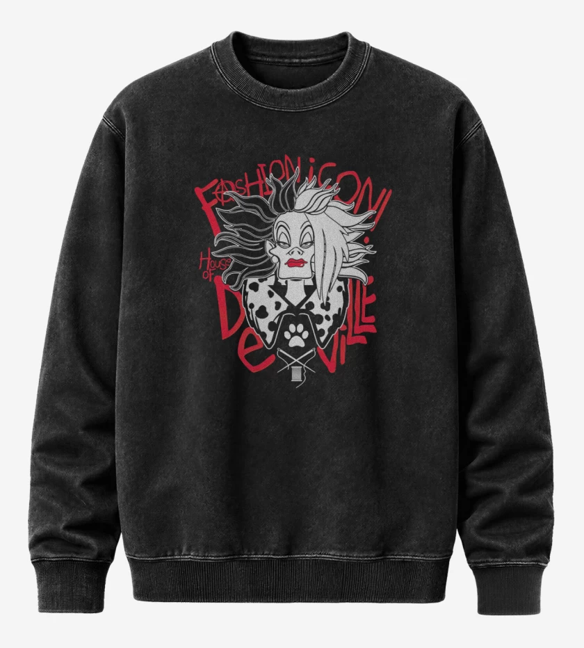 Poleron Polo Acid Wash Negro de La Cruela