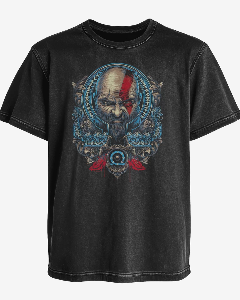 Polera desgastada Negro de Kratos Nordico