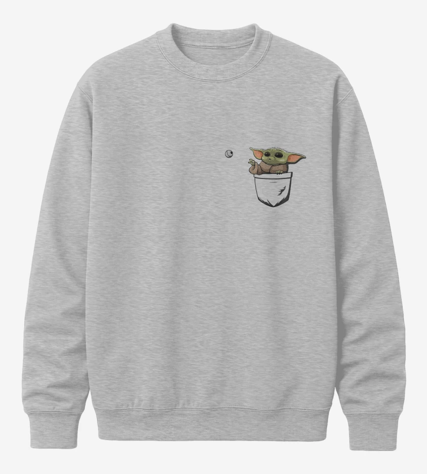 Poleron polo Gris Melange de Grogu de bolsillo