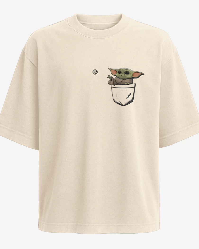Polera Oversize Grogu de bolsillo