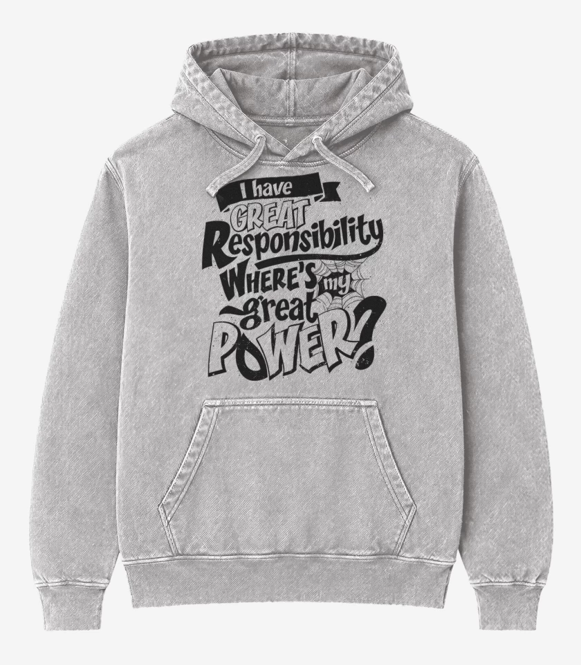 Poleron Canguro Acid Wash Gris Melange de Un gran poder