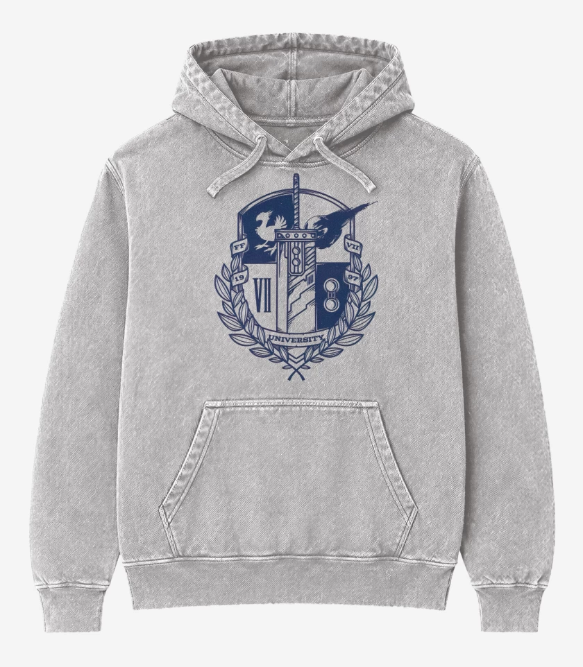 Poleron Canguro Acid Wash Gris Melange de Final fantasy university