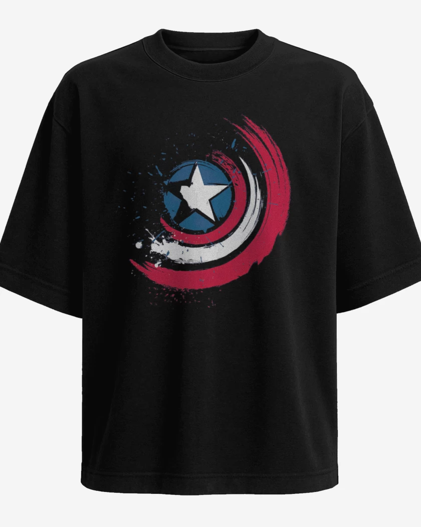 Polera Oversize Negro de Escudo de america