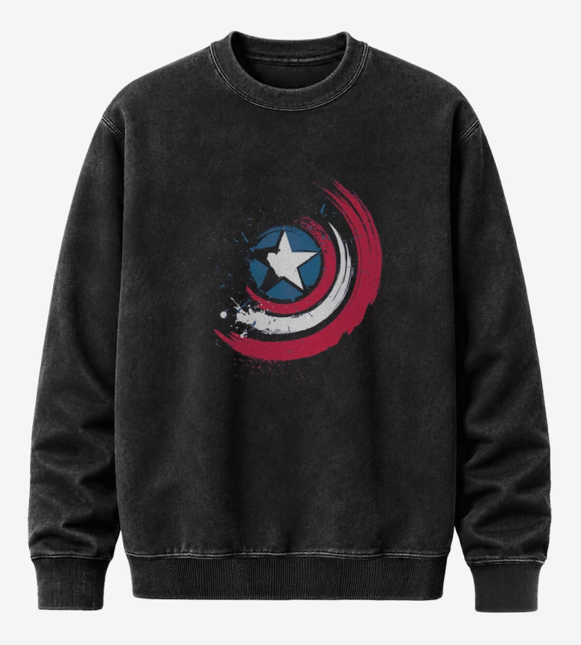 Poleron Polo Acid Wash Negro de Escudo de america