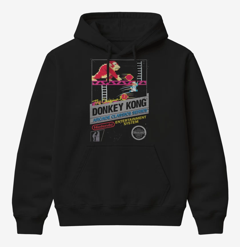 Poleron Canguro básico Negro de Donkey kong nes