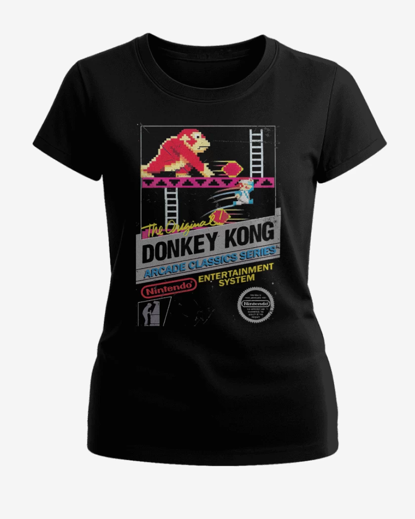 Polera de Mujer Negro de Donkey kong nes