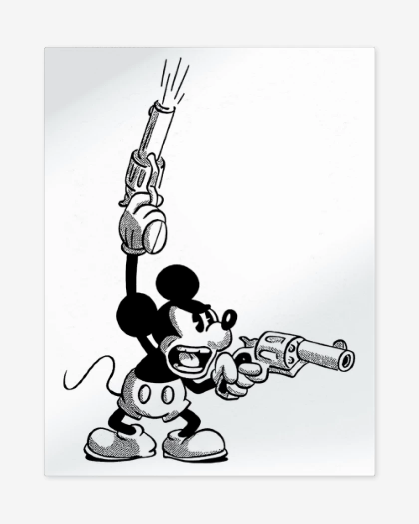 Print metalico Blanco de Crazy mickey