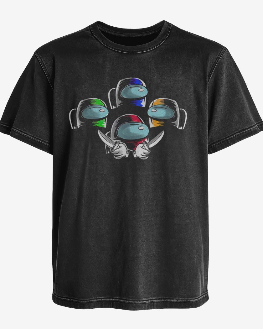 Polera desgastada Negro de Among rhapsody
