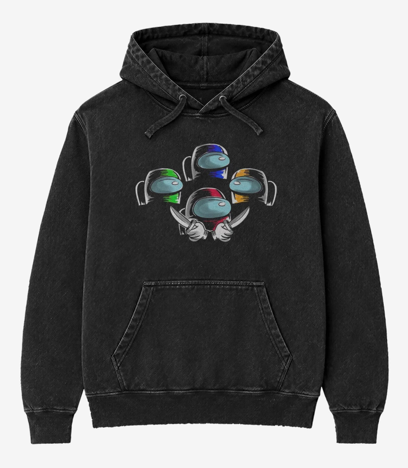 Poleron Canguro Acid Wash Negro de Among rhapsody