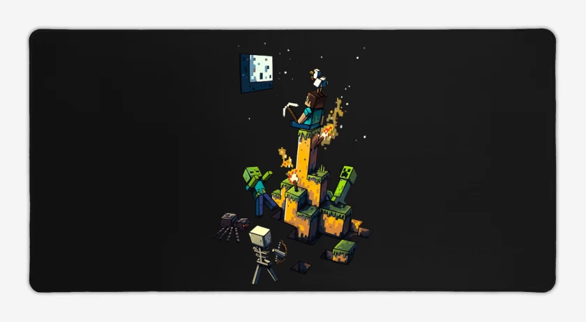 Mouse pad Gamer Negro de Minecraft artistico