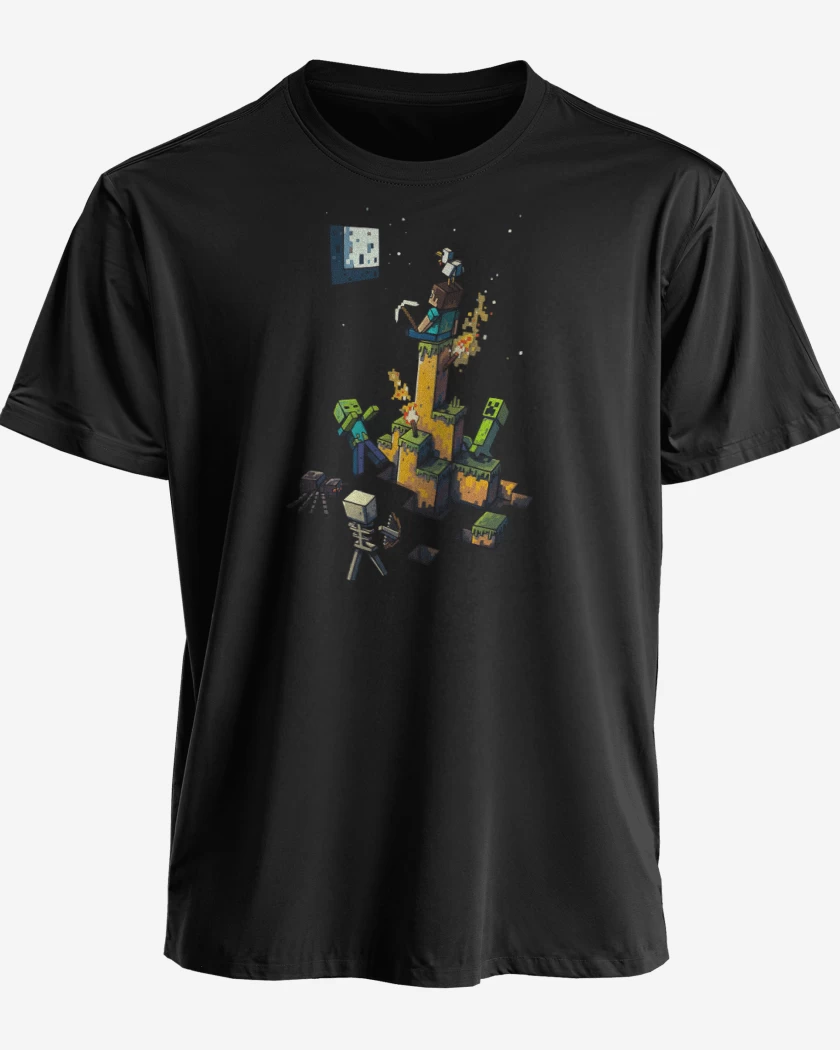 Polera premium Negro de Minecraft artistico