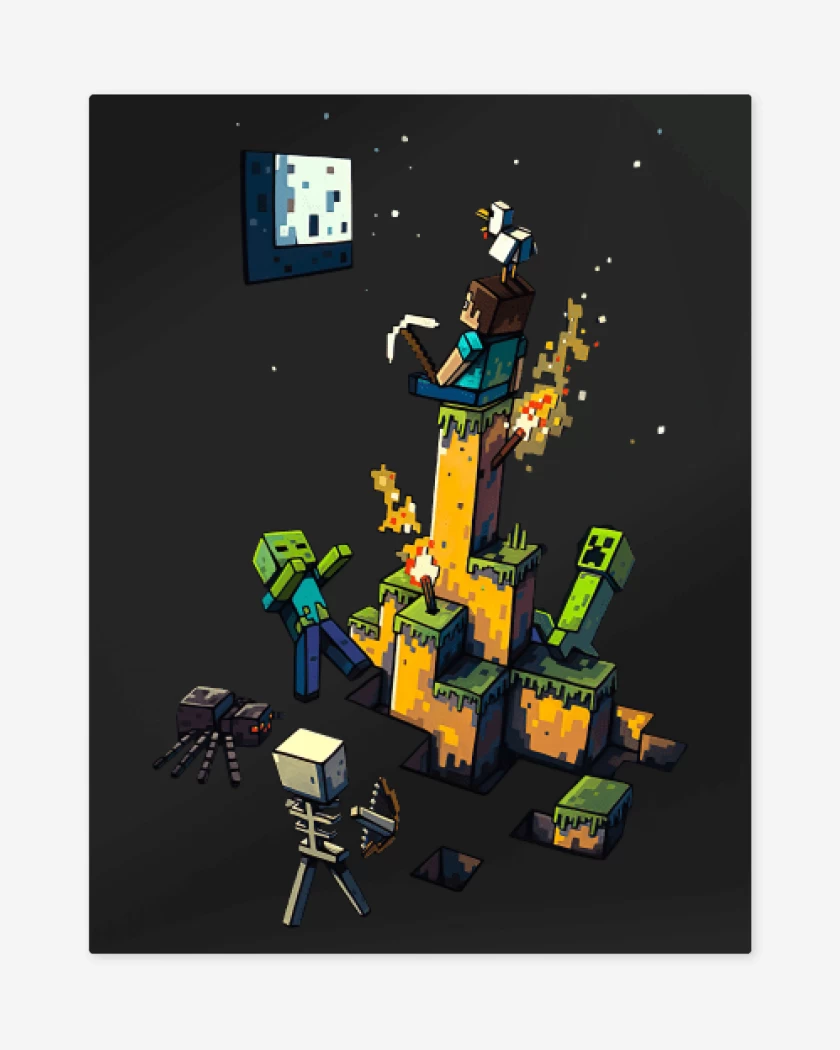 Print metalico Negro de Minecraft artistico