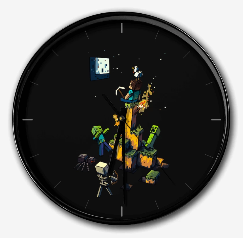 Reloj Negro de Minecraft artistico