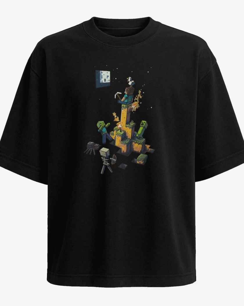 Polera Oversize Minecraft artistico