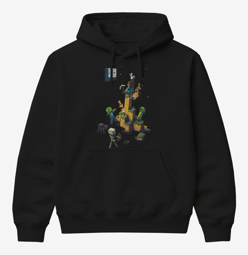 Poleron Canguro básico Negro de Minecraft artistico