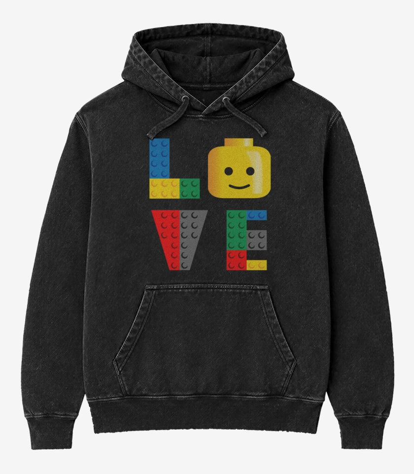 Poleron Canguro Acid Wash Negro de Love Lego