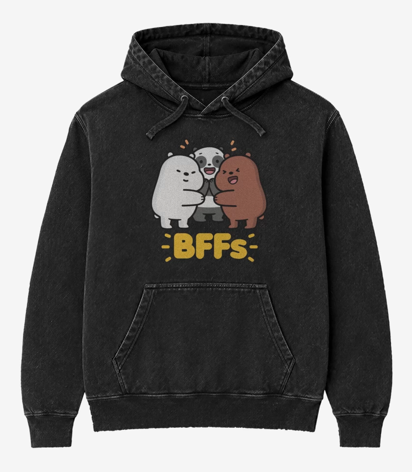 Poleron Canguro Acid Wash Negro de BFFs