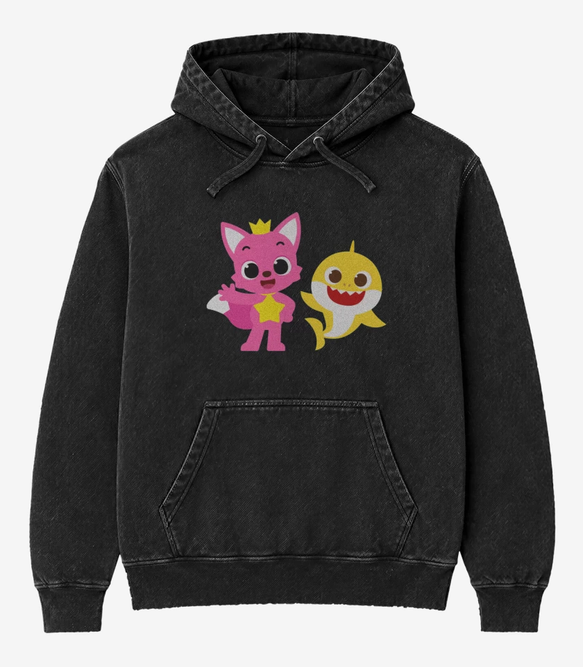 Poleron Canguro Acid Wash Negro de Baby Fonk