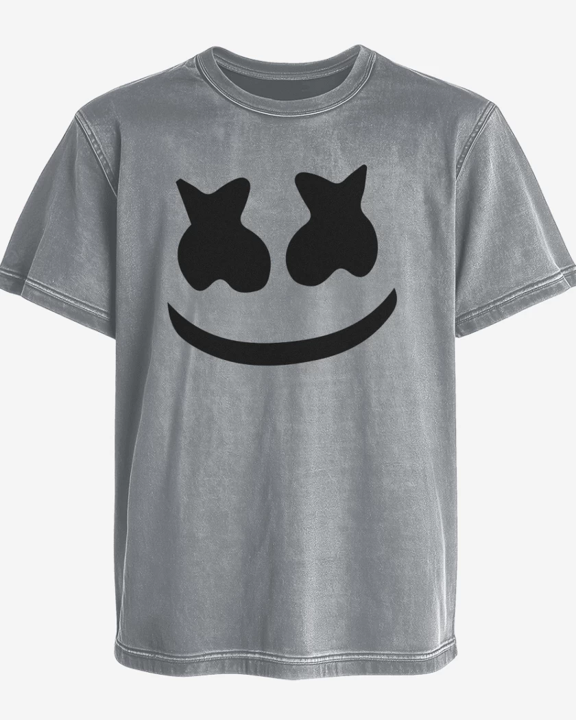 Polera desgastada Gris Melange de Marshmello