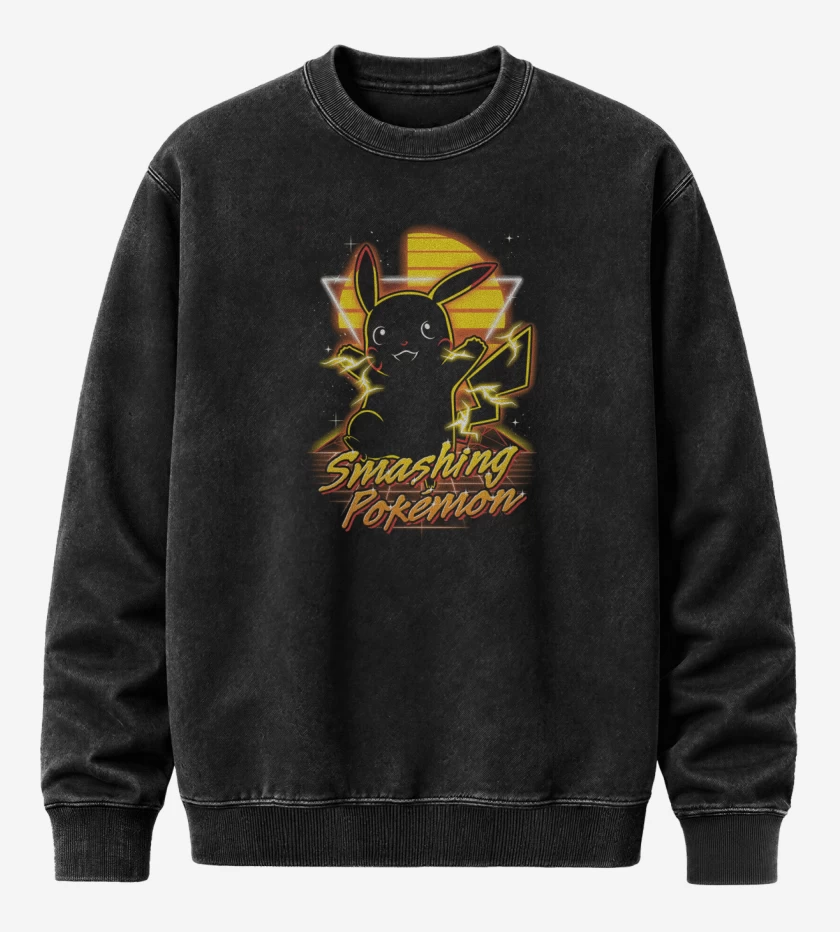 Poleron Polo Acid Wash Negro de Smashing pokemon