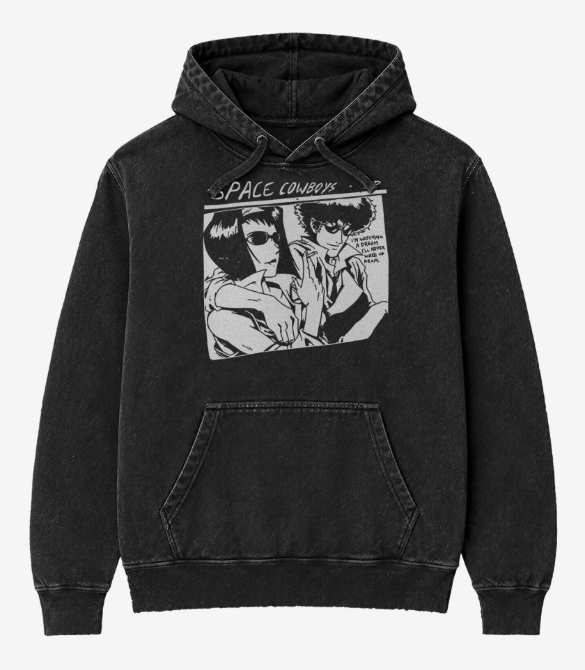 Poleron Canguro Acid Wash Negro de Sonic Cowboys