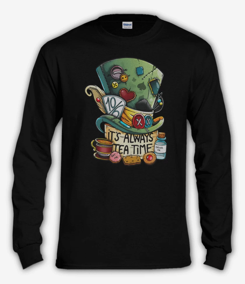 Polera manga larga Negro de Siempre es hora del té