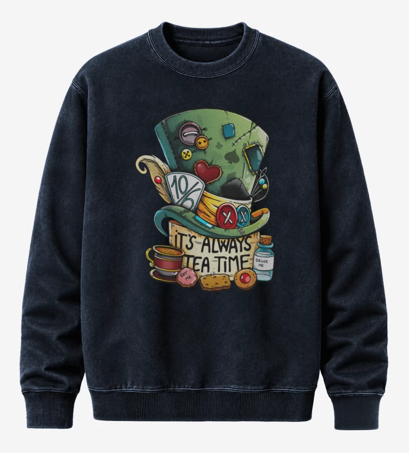 Poleron Polo Acid Wash Azul Marino de Siempre es hora del té