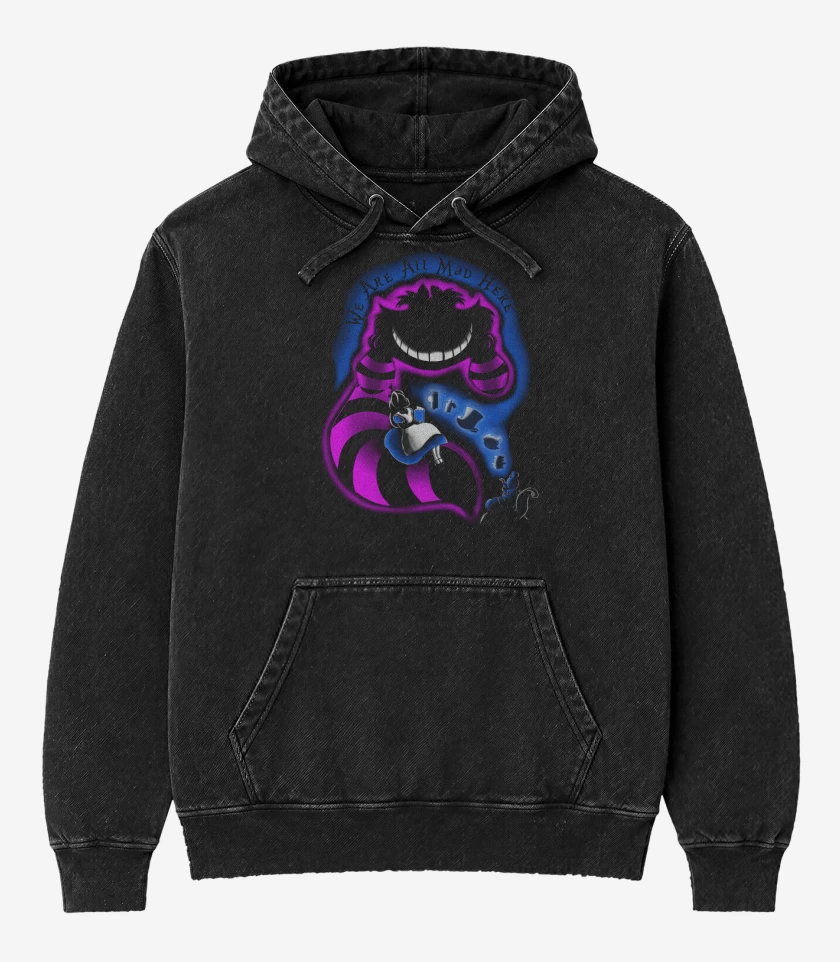 Poleron Canguro Acid Wash Negro de Tamo too loco
