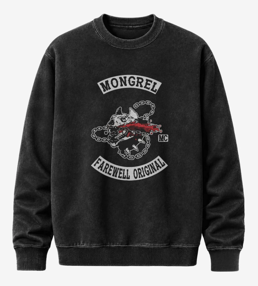 Poleron Polo Acid Wash Negro de Mongrel  MC