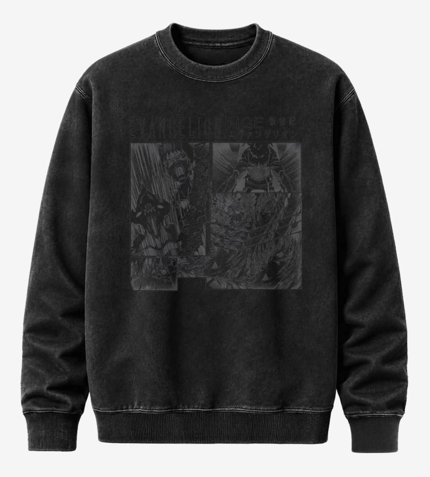 Poleron Polo Acid Wash Negro de Shinji Piloteando