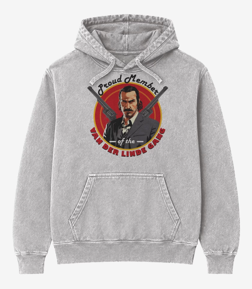 Poleron Canguro Acid Wash Gris Melange de Van der Linde gang