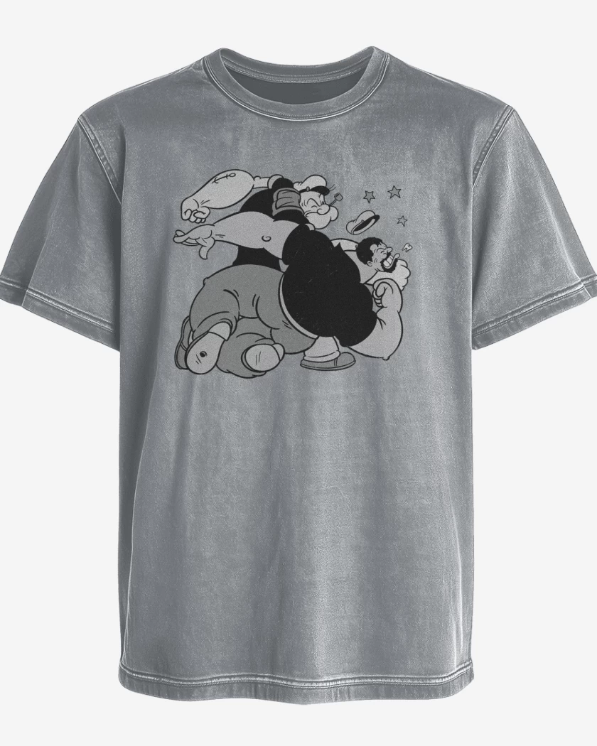 Polera desgastada Gris Melange de Mangazo al Brutus