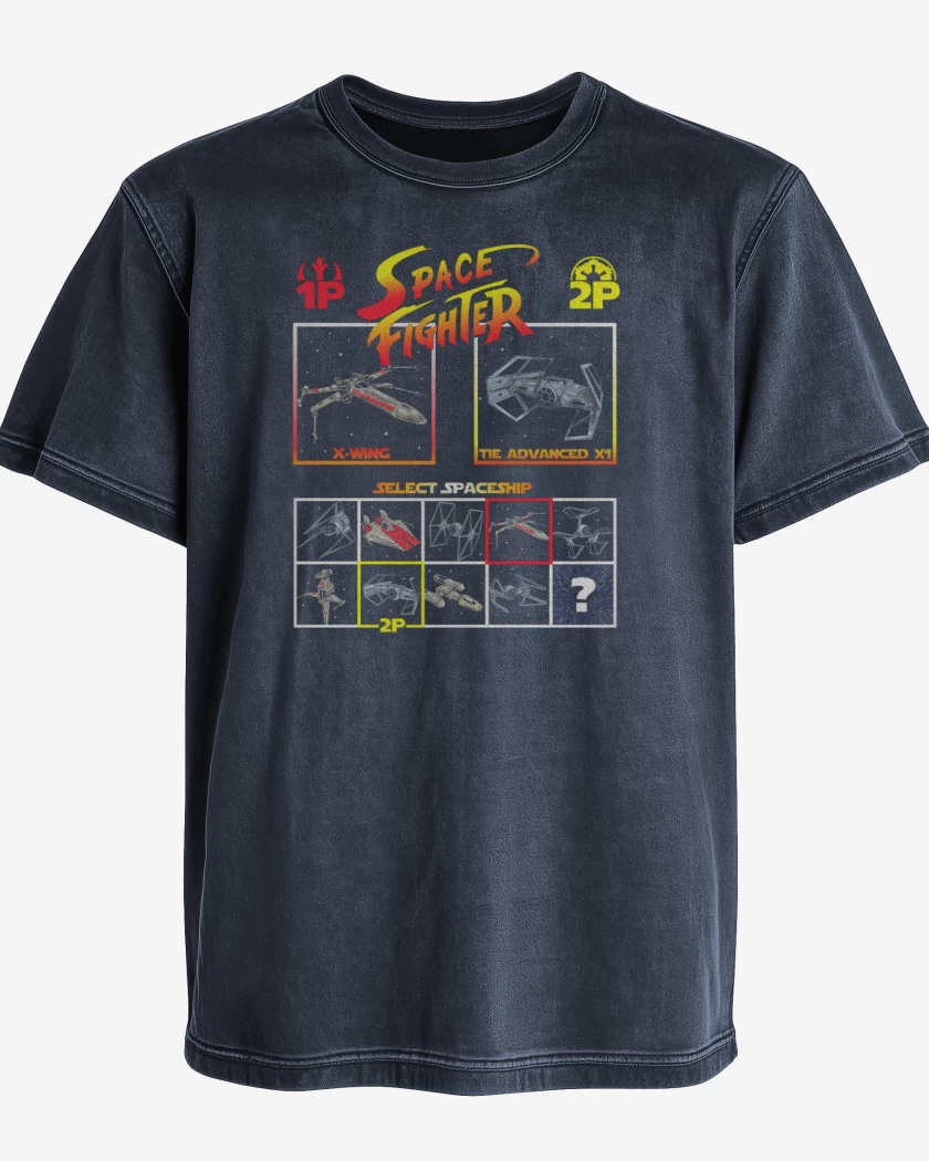 Polera desgastada Azul Marino de Space fighter