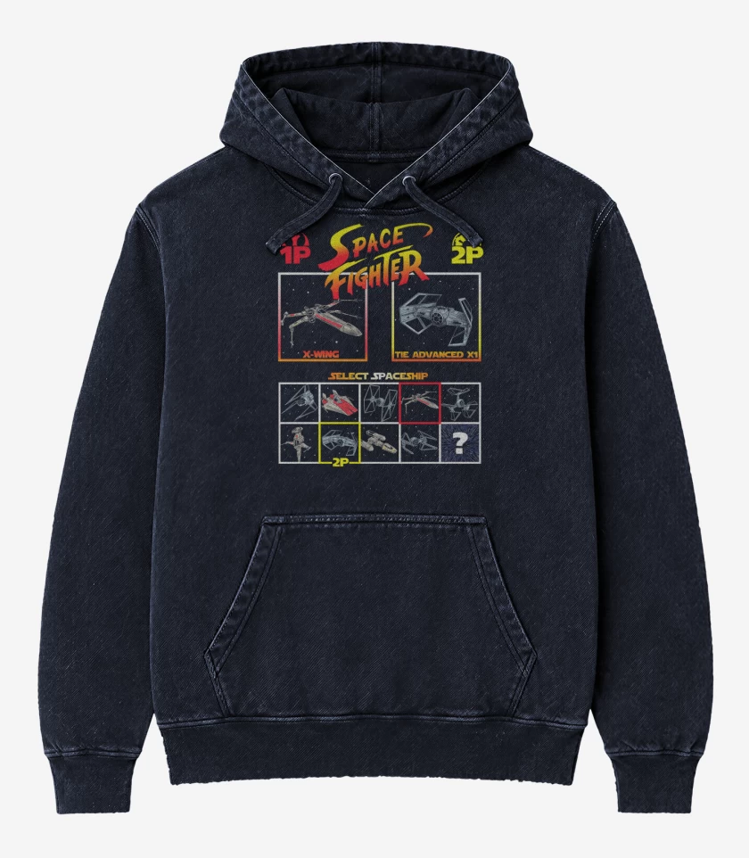 Poleron Canguro Acid Wash Azul Marino de Space fighter