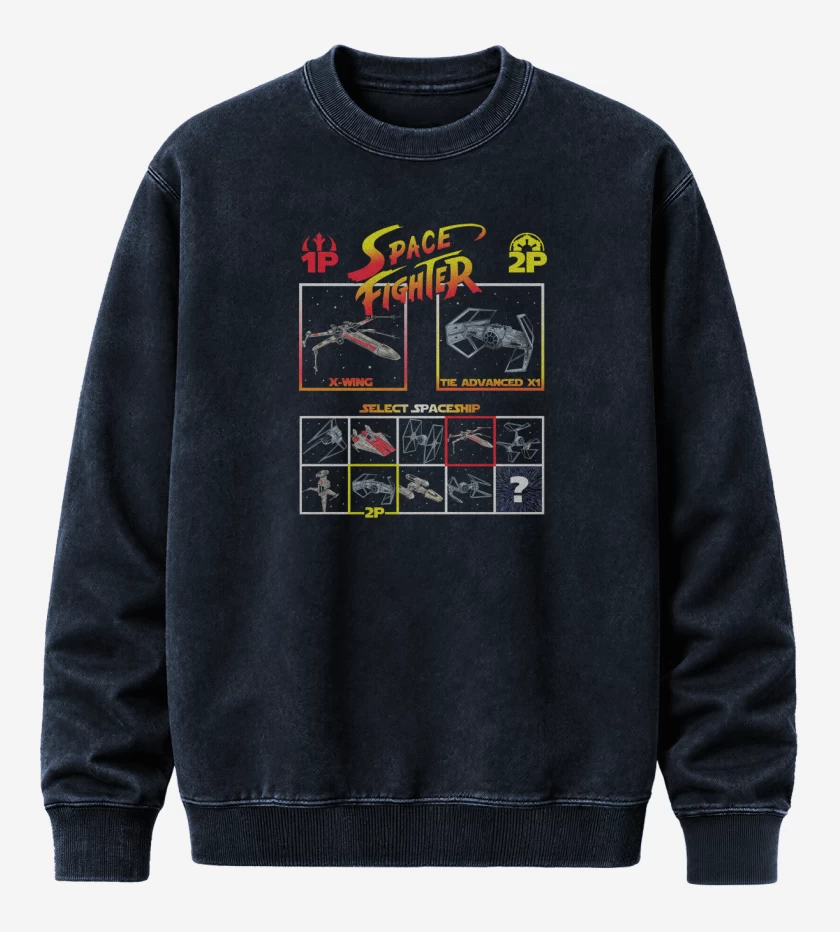 Poleron Polo Acid Wash Azul Marino de Space fighter