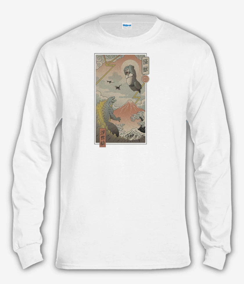 Polera manga larga Blanco de Godzilla vs Kong