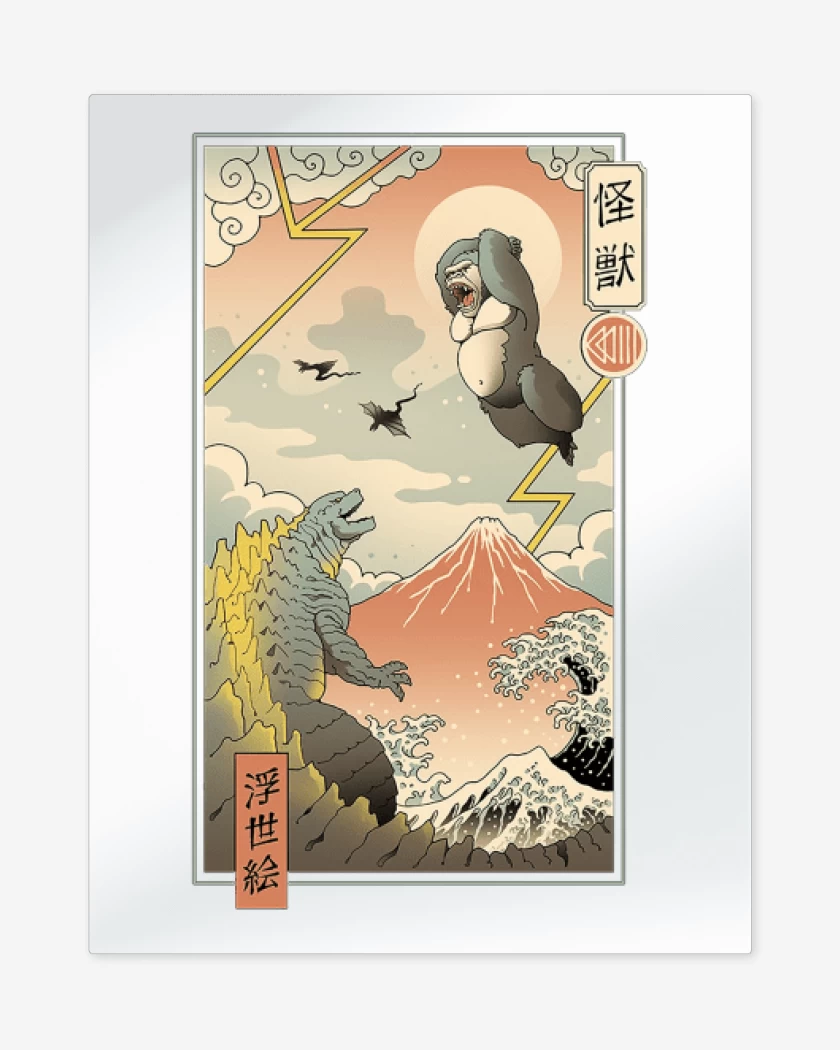 Print metalico Blanco de Godzilla vs Kong