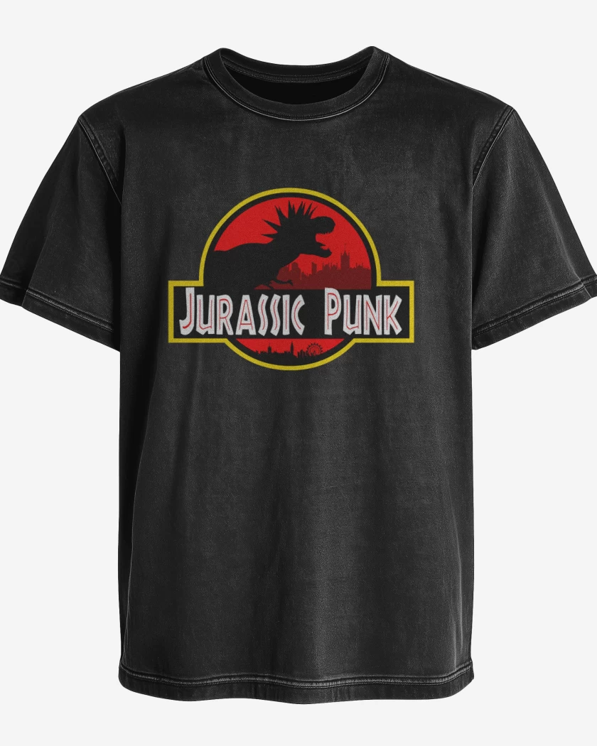 Polera desgastada Negro de Jurassic Punk
