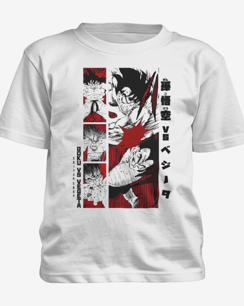 Polera de niño Blanco de Goku vs Vegeta