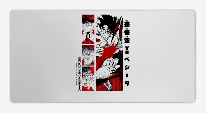 Mouse pad Gamer Blanco de Goku vs Vegeta