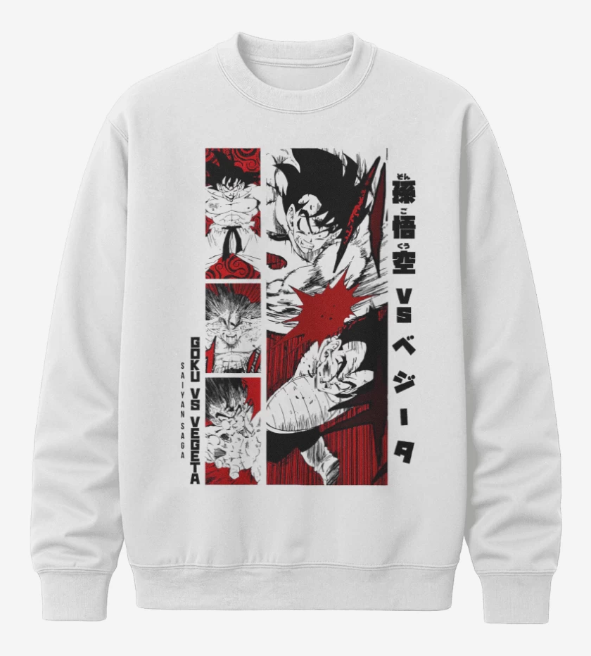 Poleron polo Blanco de Goku vs Vegeta