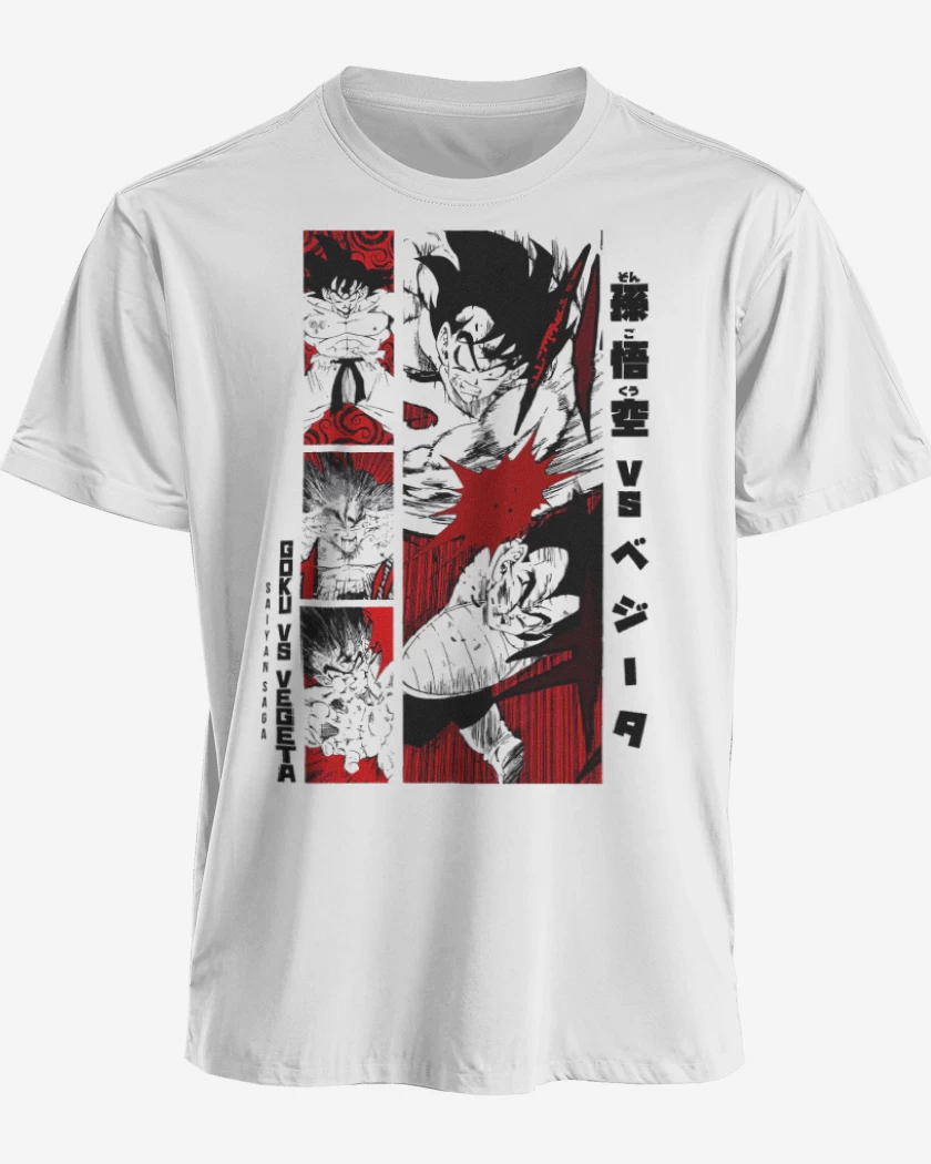 Polera premium Blanco de Goku vs Vegeta