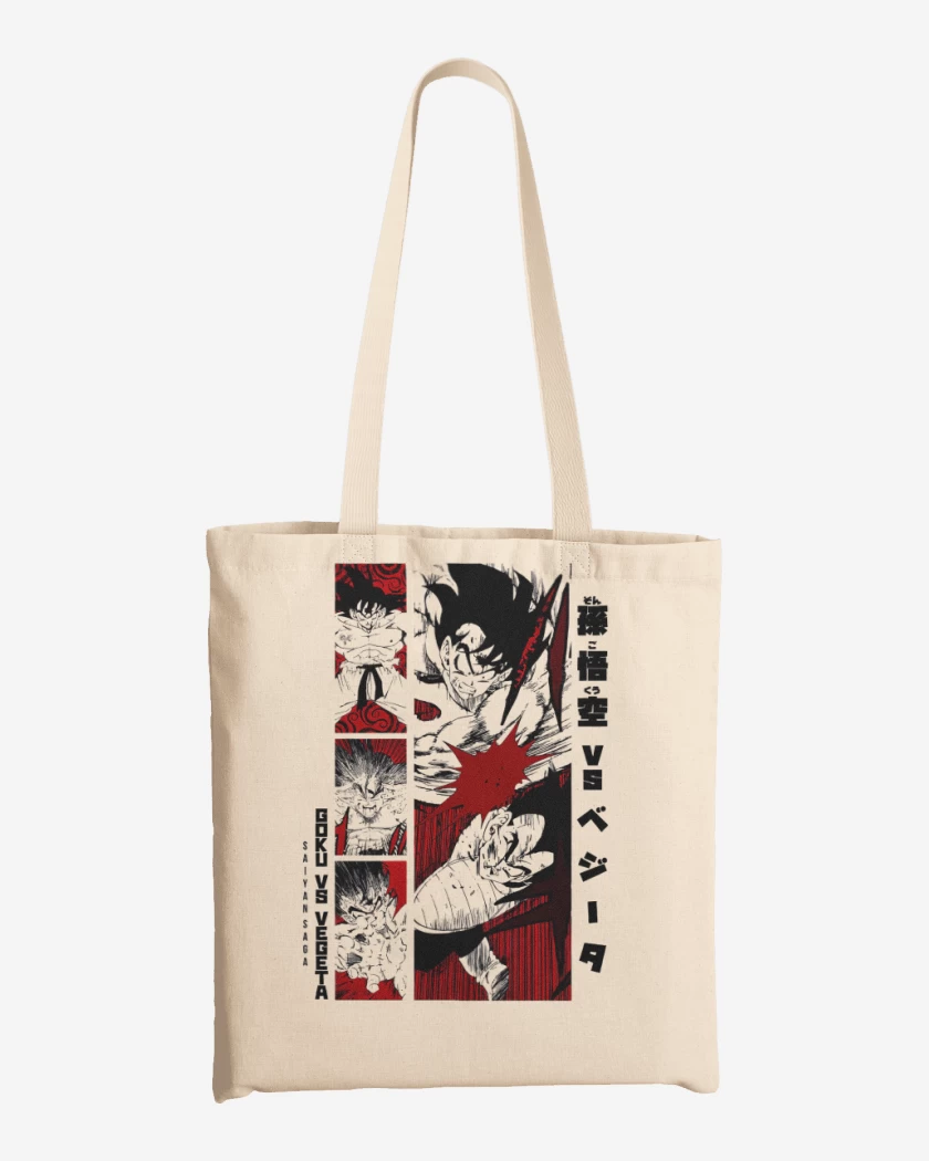 Totebag Blanco de Goku vs Vegeta