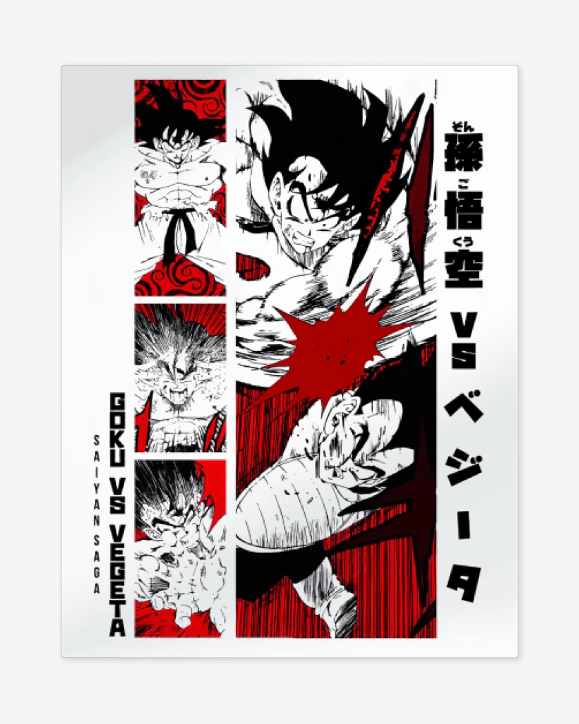 Print metalico Blanco de Goku vs Vegeta