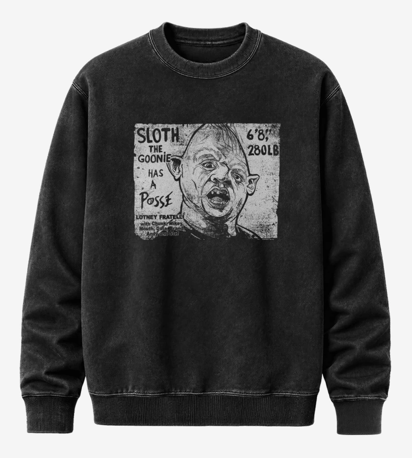 Poleron Polo Acid Wash Negro de Sloth goonies
